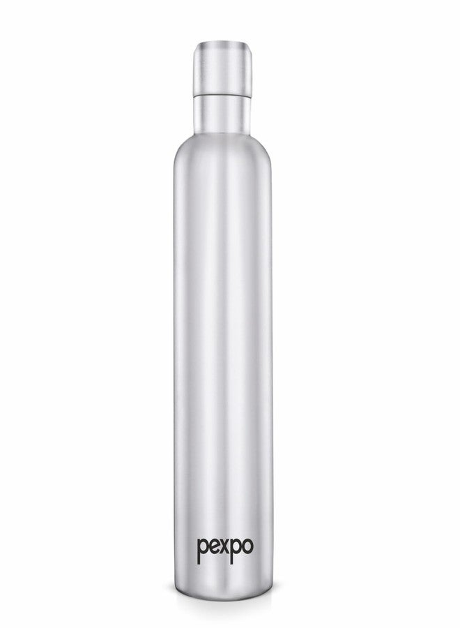 PEXPO Water Bottle 750ml Stainless Steel | Hot and Cold Flask | ISI Certified Steel Bottle | 3 Layer Insulation | Leakproof | For Home, Office, School & Travel | 1-Year Warranty | Orio | Silver - Image 1
